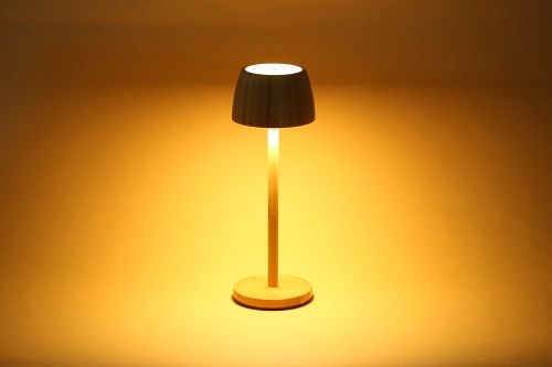 Bambusowa lampka stołowa LED  z dotykową regulacją barwy | Bezprzewodowa lampka nocna w wbudowanym akumulatorem 1500 mAh, USB-C | YG-VM41B
