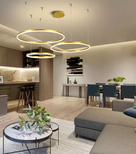 Wieloczęściowa Nowoczesna lampa wisząca | LED | Złota | RLK-C03-69W-G
