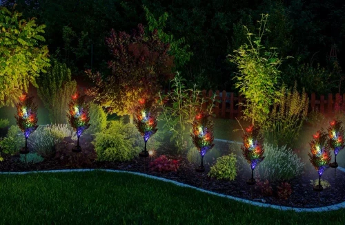 Kwiatek solarny | Ogrodowa lampa solarna LED Cyprys | 80 cm, 600 mAh | FLD-32-C