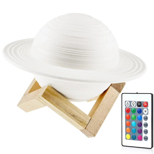 Lampka stołowa w kształcie Saturna | Lampka nocna z pilotem RGB | Lampka dziecięca zmieniająca kolor | XK-D13