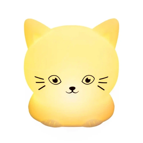 Silikonowa lampka nocna LED Kotek | Przenośna lampka dziecięca 9 kolorów światła | Lampka ładowana USB | JL-228