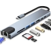 Rozdzielacz USB-C na 2x USB-A + 2x USB-C + kart SD + TF + HDMI + LAN | adapter, rozgałęźnik typ C 8w1 | HUB