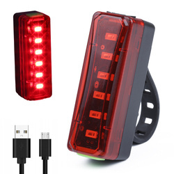 Tylna lampka rowerowa LED | 6 diod, 4 tryby świecenia, 300lm, wbudowany akumulator | BL069