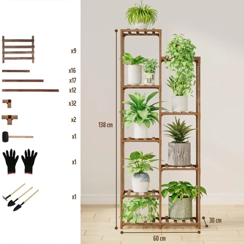 Drewniany kwietnik na doniczki | Stojak na rośliny | Regał na kwiaty | NZ252-BAMBOO