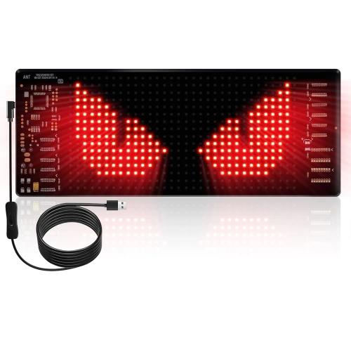 Programowalna tablica LED „Devil Eyes” 70 x 173 mm | Panel LED RGB do auta i ciężarówki | Personalizowane napisy i animacje |HRP-1632