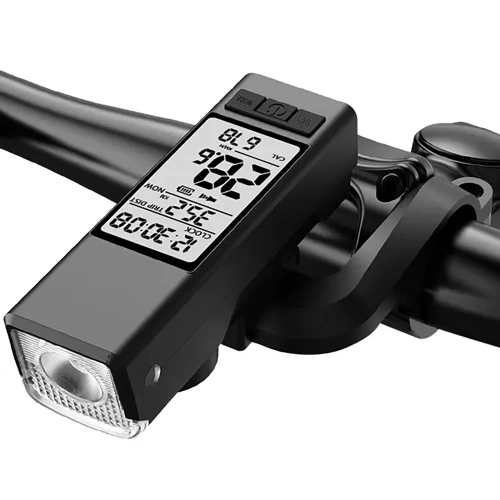  Lampka rowerowa 3w1 LED 450 lm| Komputer liczący prędkość, dystans  oraz czas | Mocne oświetlenie z sygnalizacją dźwiękową | MBLBD-3201