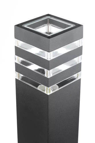 Lampa ogrodowa stojąca, słupek kwadratowy aluminiowy, czarny mat 60cm | Zasilanie 230V, gniazdo E27 | LLS-60CM