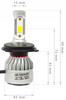 Zestaw LED H4 S2 COB 36W 16000 lm