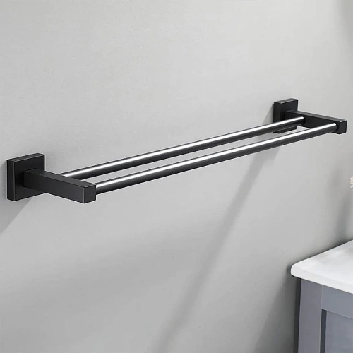 Wieszak na ręczniki | Uchwyt ścienny do łazienki | Drążek łazienkowy | MJR-60CM-2-BLACK