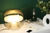 Stylowa, szklana lampa stołowa | Nowoczesna lampka nocna | Styl retro, ciepłe światło, idealna do salonu i sypialni | BH-258-GREY