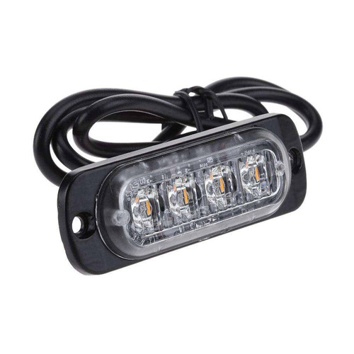 Lampa ostrzegawcza 4 LED pomarańczowa | Stroboskop | Obrysówka | 18 trybów świecenia | LED-04T-Y