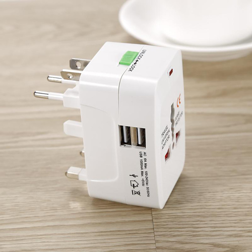 Wielofunkcyjna przejściówka podróżna, adapter sieciowy z ładowarką z dwoma portami USB | EU/USA/CN/UK/AUS | AD-T202