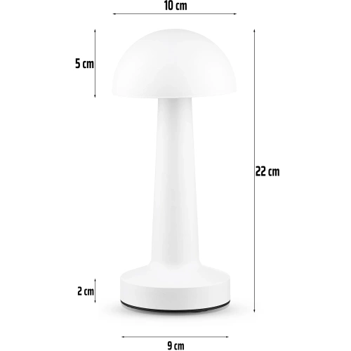 Bezprzewodowa lampka stołowa | Dotykowa lampka nocna z regulowaną barwą światła | Lampka GRZYBEK USB | HJA11-WHITE