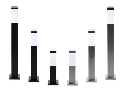 Lampa ogrodowa stojąca, słupek kwadratowy na żarówkę E27 | Zasilanie 230V, stal nierdzewna | Czarny mat, 65cm | LLF-65CM
