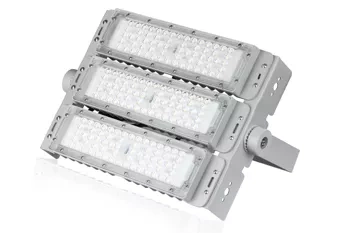 Profesjonalny halogen 150W LED | Mocne oświetlenie do hal sportowych, fabryk, domu | Aluminiowa lampa | Naświetlacz z regulowanym uchwytem | TMN-150W-SILVER
