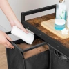 Kosz na pranie z półką | Trzykomorowy kosz na pranie | Kosz na pranie z kółkami | MZ-B30-BLACK