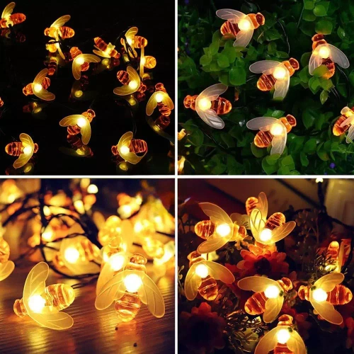 Girlanda solarna LED Pszczoły 20 LED lampa ogrodowa wbijana 5m | BEE-20LED-5M