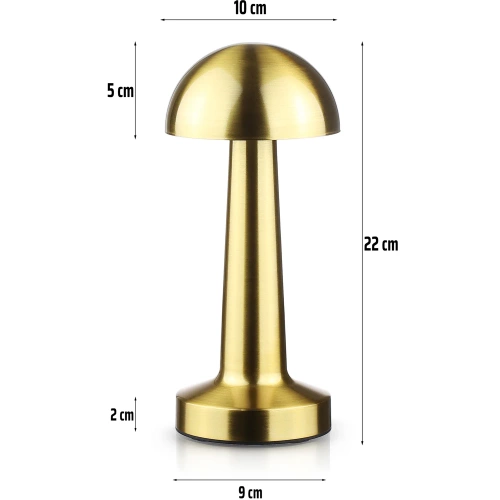 Bezprzewodowa lampka stołowa | Dotykowa lampka nocna z regulowaną barwą światła | Lampka GRZYBEK USB | HJA11-GOLD