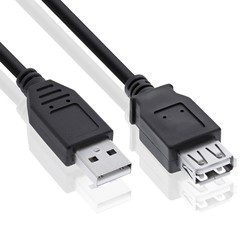 Przedłużacz USB | wtyki męski + żeński | 1.5 metra | UE2.0-1.5M-Black
