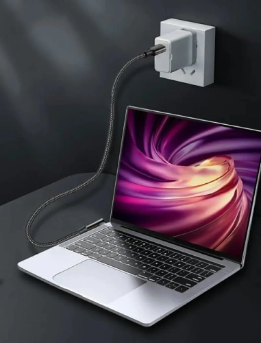 Kabel GSM | Kabel kątowy USB-C | Kabel z wtykiem 90st. | Szybkie ładowanie POWER DELIVERY | Kabel z transmisją danych | PD-F60W-1M-B