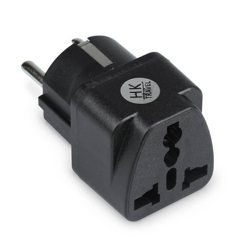 Uniwersalny adapter sieciowy, przejściówka podróżna z gniazd UK/USA/CN do gniazd EU/PL | Czarny | AD-DE89