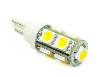 WW Żarówka samochodowa LED W5W T10 9 SMD 5050 Biała ciepła