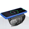 Inteligentny budzik LED z ładowarką Qi 15W, termometrem i 3 alarmami  | Zegarek USB do sypialni  | SZ07-15W-BR