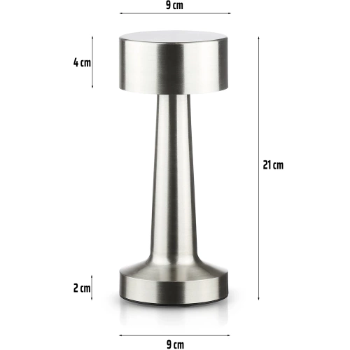 Bezprzewodowa lampka stołowa | Dotykowa lampka nocna z regulowaną barwą światła | Lampka USB | HJA10-SILVER