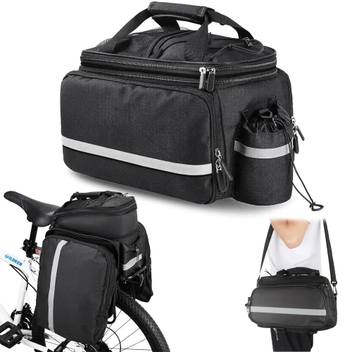 Wodoodporna sakwa rowerowa na bagażnik 27L |  Torba rowerowa z pokrowcem przeciwdeszczowym  i odblaskami | Wytrzymała torba rowerowa 3w1 | ZTB-670