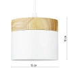 Lampa wisząca biała z drewnianym elementem | Minimalistyczna  lampa w stylu skandynawskim z oprawą sufitowa E27 do salonu, sypialni | YG-XD003-W