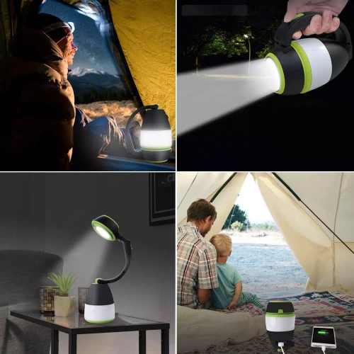Wielofunkcyjna lampka kempingowa LED, latarka turystyczna z funkcją powierbanka | 3 tryby świecenia, 1500mAh | HWL-005