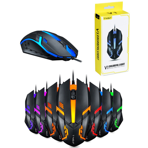 Gamingowa myszka komputerowa, przewodowa, optyczna, USB | Podświetlenie LED RGB | 1200DPI, 3 przyciski | V1